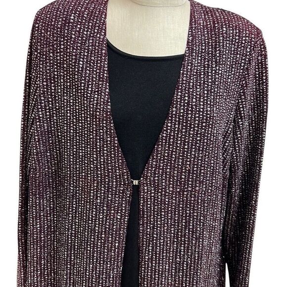 Onyx Nite  by Wendye Chaitlin Red Duster Cardigan  Crystals Size 24 - Picture 4 of 10